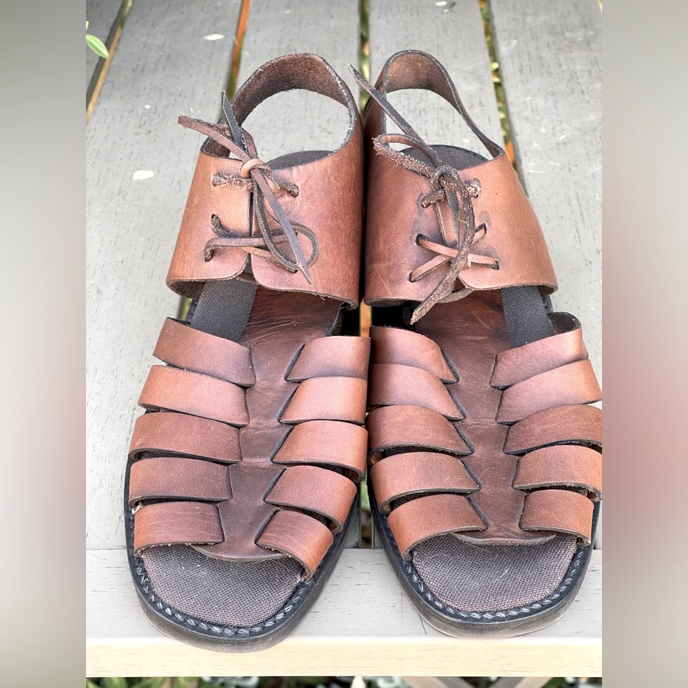 Enzo Angiolini Strappy Gladiator Brown Leather Sandals, Size 9.5
